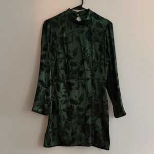 Zara Dark Green Floral Mini Dress